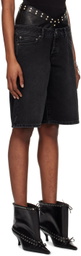 ALL-IN Black Double Denim Shorts