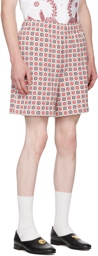 Bode Red Floral Rugby Shorts