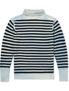 Barena - Tie-Dyed Striped Ribbed Wool Rollneck Sweater - Blue