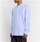 Rochas - Grandad-Collar Striped Cotton-Poplin Half-Placket Shirt - Blue