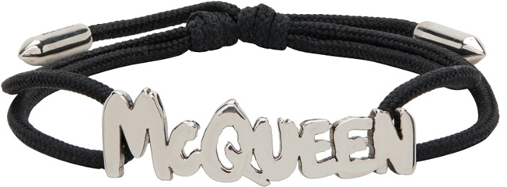 Photo: Alexander McQueen Black Graffiti Cut-Out Friendship Bracelet