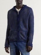 424 - Knitted Cotton Zip-Up Hoodie - Blue