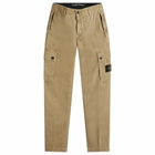 Stone Island Men's Brushed Cotton Canvas Cargo Pants in Biscuit