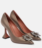 Amina Muaddi - Begum embellished satin pumps
