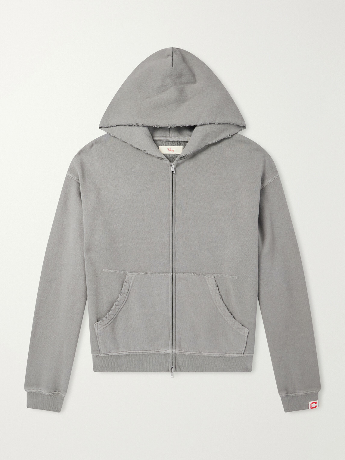 Cherry Los Angeles - Distressed Cotton-Fleece Zip-Up Hoodies - Gray