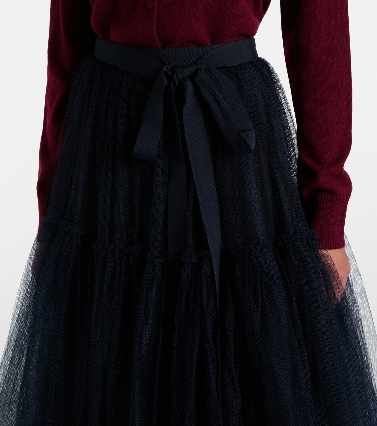 Erdem Belted tulle midi skirt