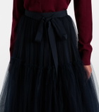 Erdem Belted tulle midi skirt