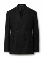 Ralph Lauren Purple label - Kent Slim-Fit Double-Breasted Linen Suit Jacket - Black