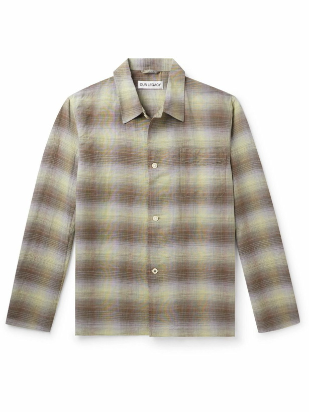 Photo: Our Legacy - Checked Linen and Cotton-Blend Shirt - Brown