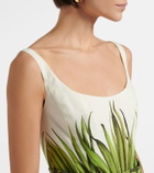 Oscar de la Renta Printed cotton-blend poplin midi dress