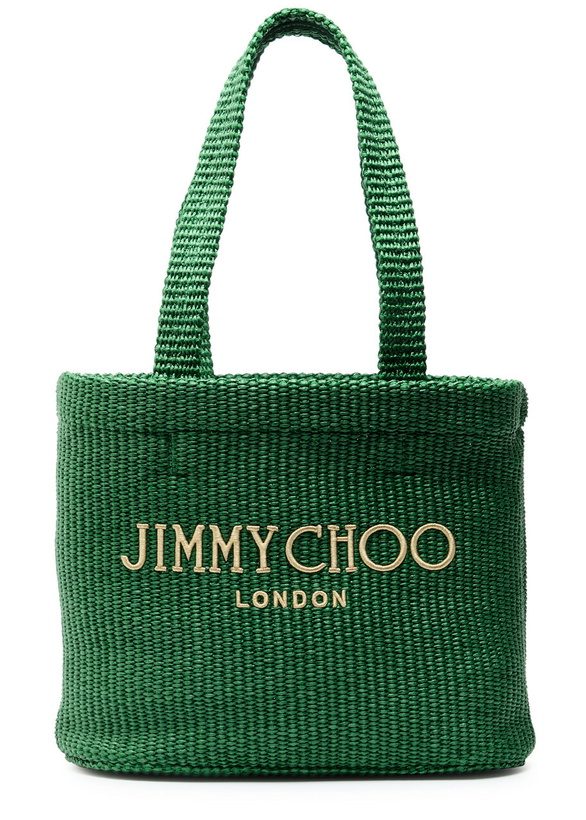 Photo: Jimmy Choo Beach Medium Raffia Tote - Green - One Size