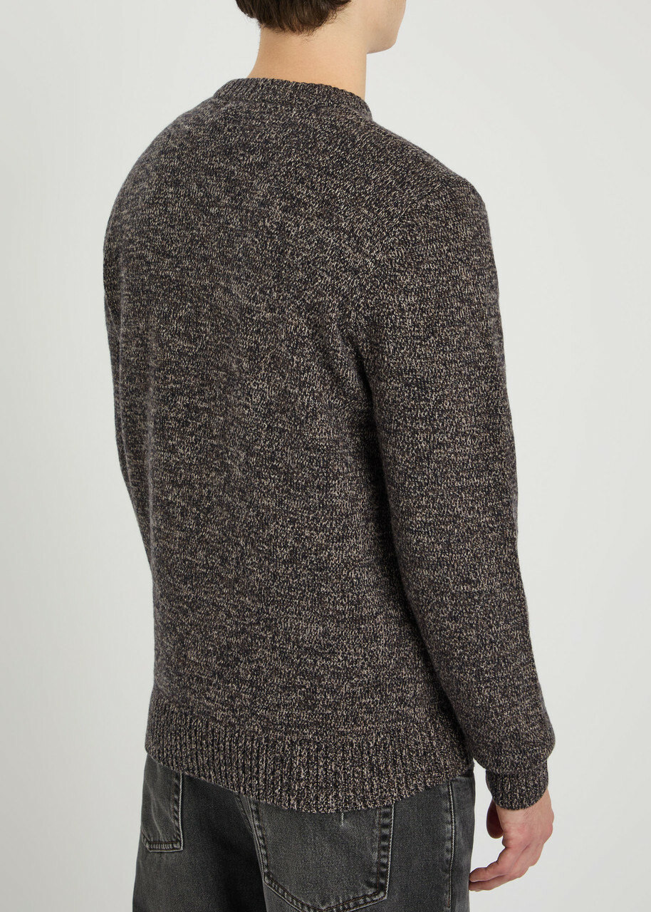 Fred Perry Logo-embroidered Wool-blend Jumper Navy