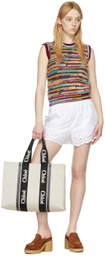 Chloé Off-White & Black Large Woody Tote Bag