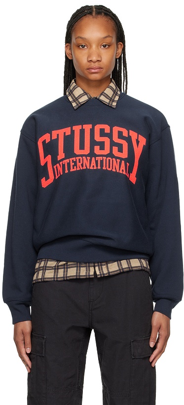 Photo: Stüssy Navy Screen-Printed Sweatshirt