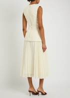 Rebecca Vallance Jonie Layered Tweed and Chiffon Midi Dress Cream
