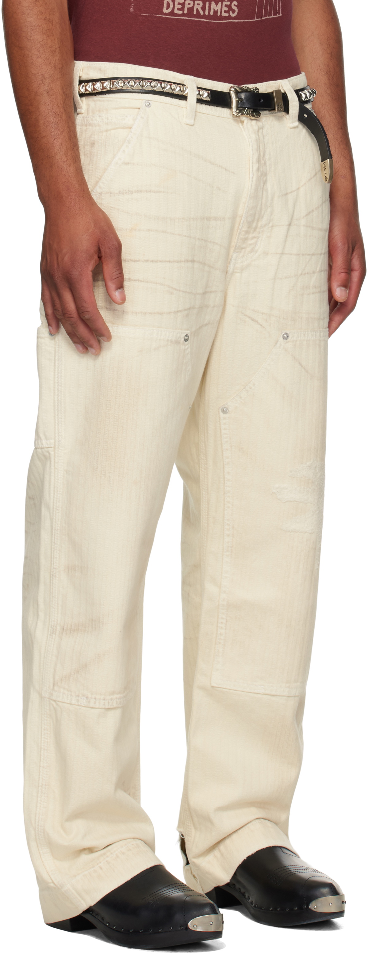 Enfants Riches Déprimés Off-White Double Knee Paint Denim Trousers 