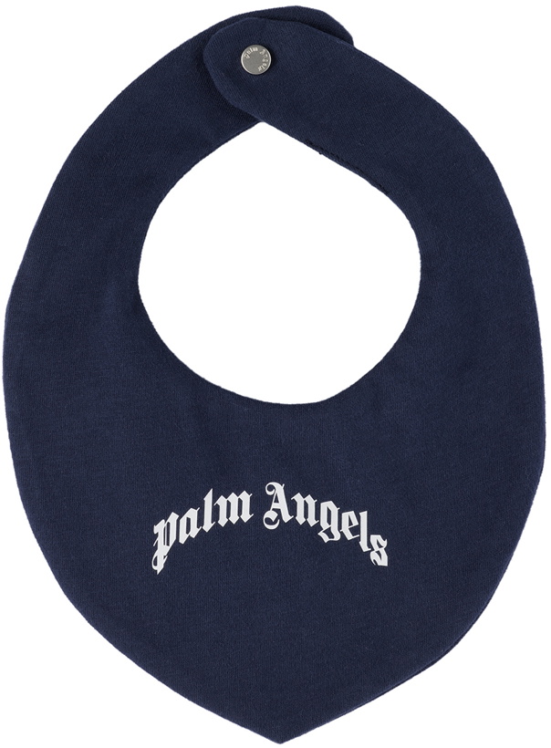 Photo: Palm Angels Baby Navy Curved Logo Bib