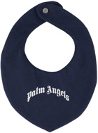 Palm Angels Baby Navy Curved Logo Bib