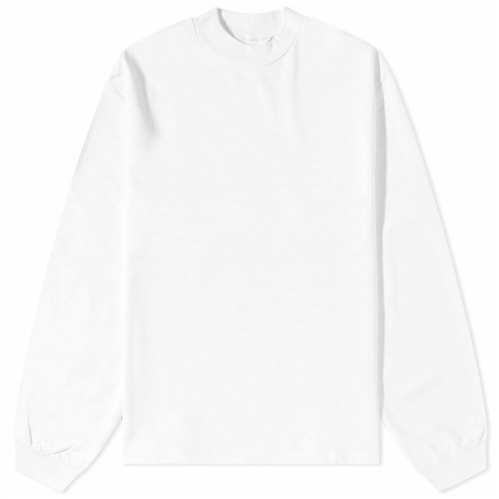 Photo: DIGAWEL Men's Long Sleeve Mock Neck T-Shirt in White