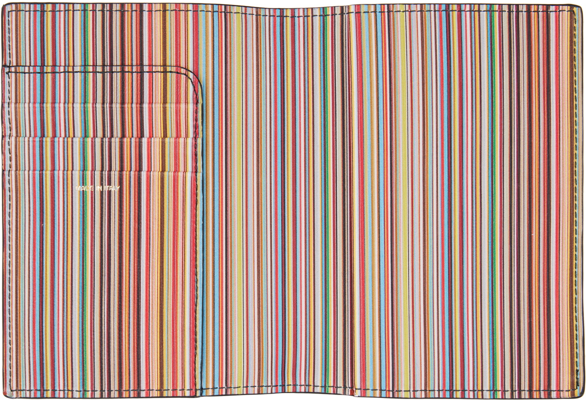 Paul Smith Black 'Signature Stripe' Interior Leather Passport Holder