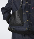 Sacai Leather-trimmed denim jacket