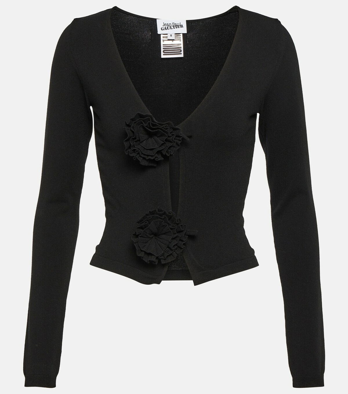 Jean Paul Gaultier Flower-appliqué cropped cardigan