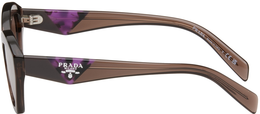 PRADA SPR31N Butterfly Sunglasses Brown★ Prada Eyewear Brown Angular Butterfly Sunglasses Prada