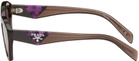 Prada Eyewear Brown Angular Butterfly Sunglasses