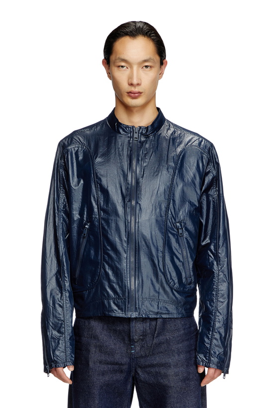 Photo: Diesel Biker jacket in shiny ripstop - Jackets Mens in Blue
