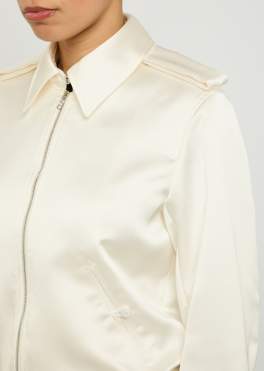 Aaron Esh Blouson Satin Flight Jacket White