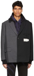 Feng Chen Wang Black & Grey Deconstructed Wool Blazer