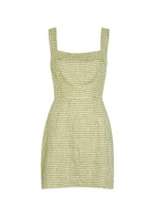 Reformation Celosia Gingham-jacquard Linen Mini Dress Green
