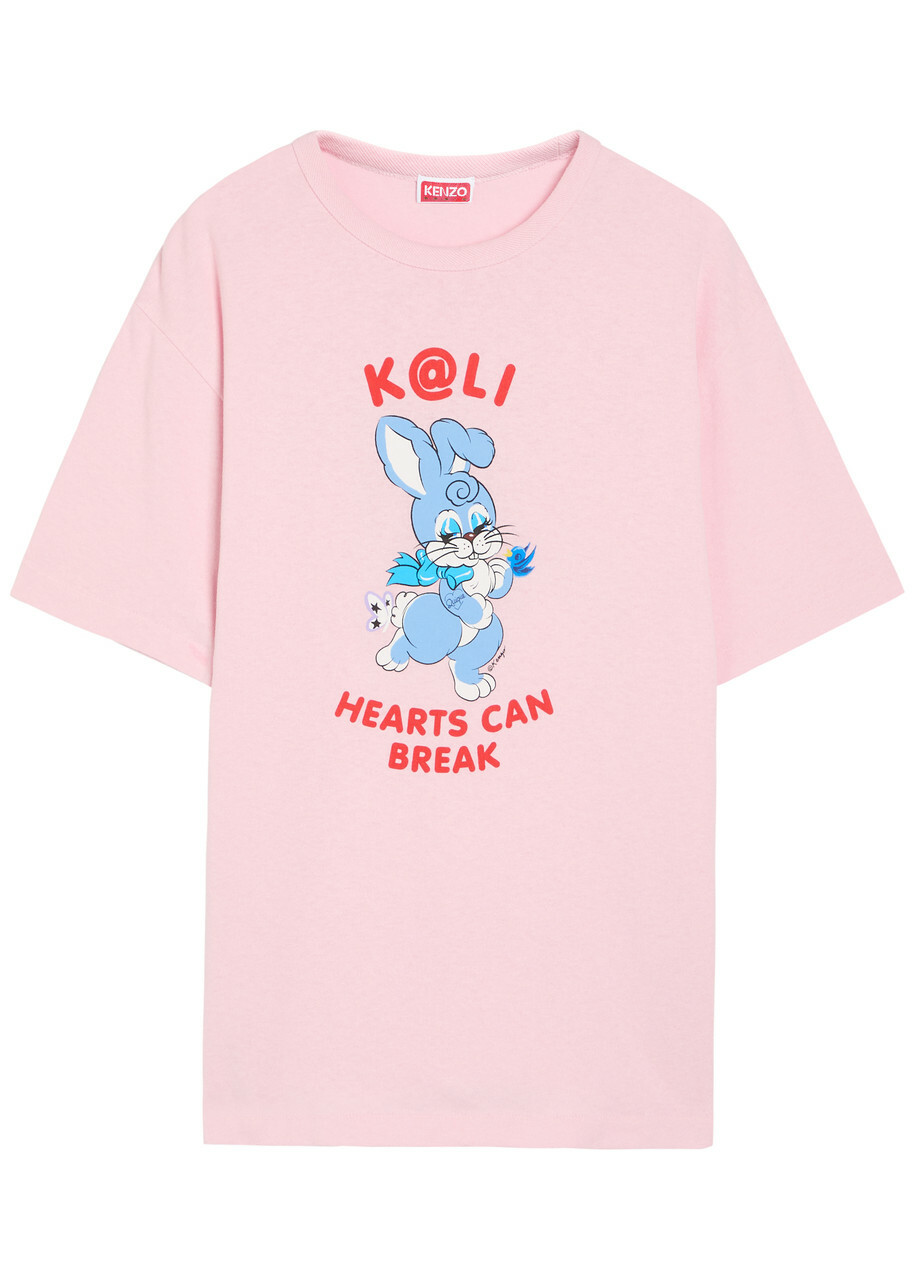 Kenzo Cartoon Printed Cotton T-shirt Pink