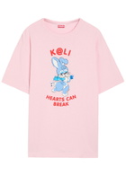 Kenzo Cartoon Printed Cotton T-shirt Pink