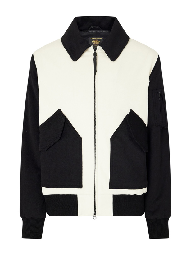 Photo: Golden Bear - Two-Tone Leather-Trimmed Wool-Felt Bomber Jacket - Neutrals