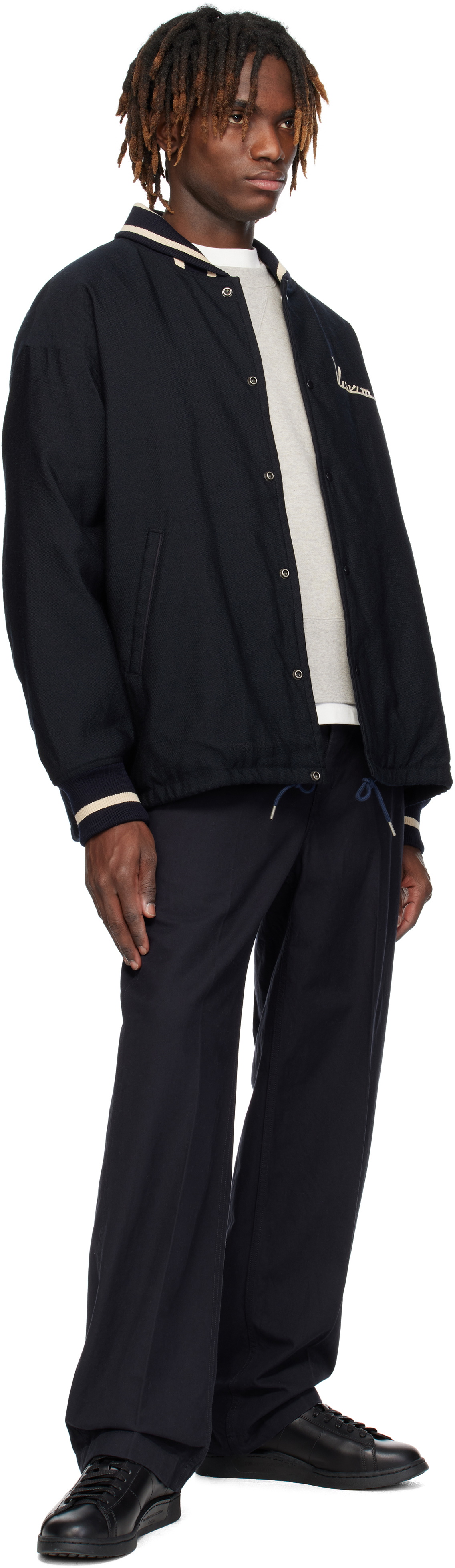 visvim Navy Hobbs Wool Down Bomber Jacket