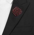 Charvet - Printed Silk-Faille Flower Lapel Pin - Black
