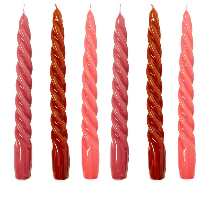 Photo: HAY Twist Candles - Set of 6 in Raspberry/Dark Punch/Brown 