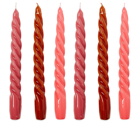 HAY Twist Candles - Set of 6 in Raspberry/Dark Punch/Brown 