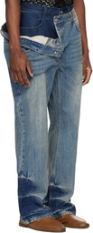 Andersson Bell Blue Asymmetric Layered Wide-Leg Jeans
