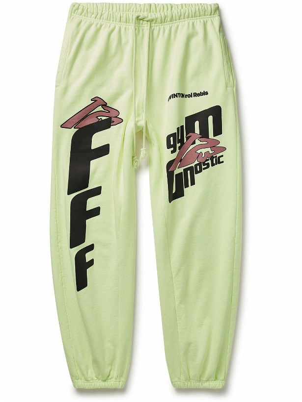 Photo: RRR123 - Fasting for Faster Tapered Printed Cotton-Jersey Sweatpants - Green