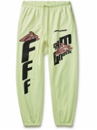 RRR123 - Fasting for Faster Tapered Printed Cotton-Jersey Sweatpants - Green