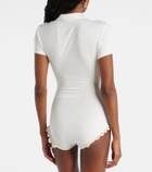 Magda Butrym Crochet-trimmed cotton-blend bodysuit