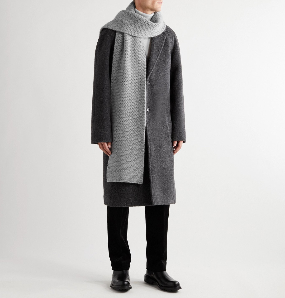 Mr P. - Ribbed Cashmere Scarf - Gray