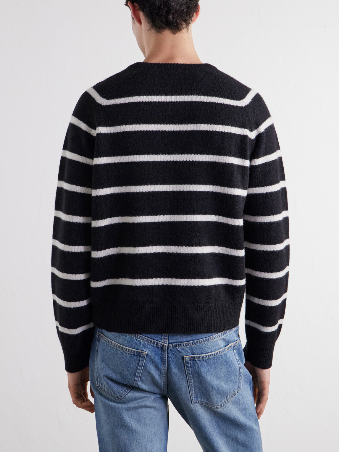 TOTEME - Striped Alpaca and Cashmere-Blend Sweater - Black