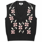 YMC Women's Heidi Knit Flower Vest in Black Multi