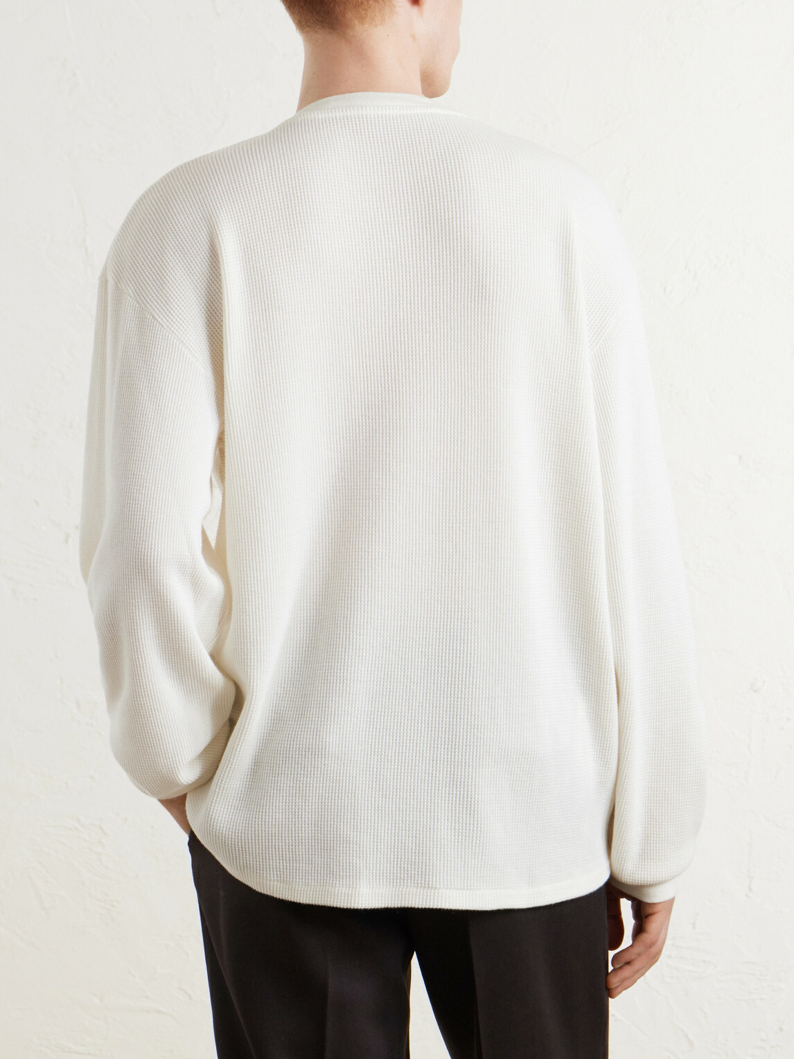 A.PRESSE - Waffle-Knit Cotton and Cashmere-Blend Henley T-Shirt - White