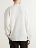 A.PRESSE - Waffle-Knit Cotton and Cashmere-Blend Henley T-Shirt - White