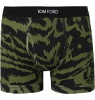 TOM FORD - Zebra-Print Stretch-Cotton Boxer Briefs - Army green