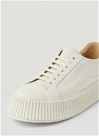 Ribbed-Sole Leather Sneakers in White